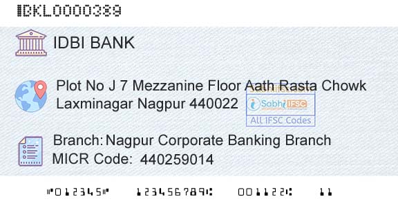 Idbi Bank Nagpur Corporate Banking Branch Branch 