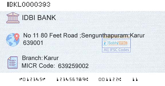 Idbi Bank KarurBranch 