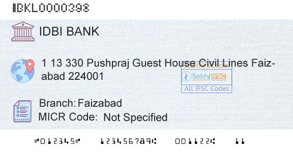 Idbi Bank FaizabadBranch 