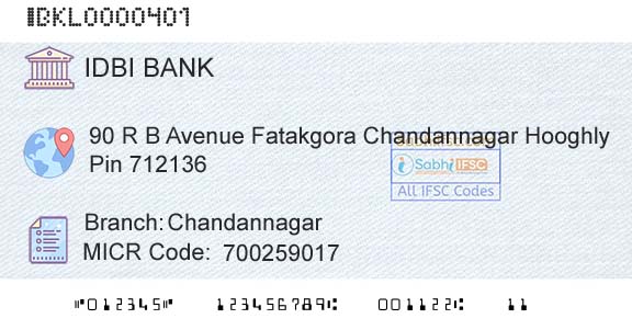 Idbi Bank ChandannagarBranch 