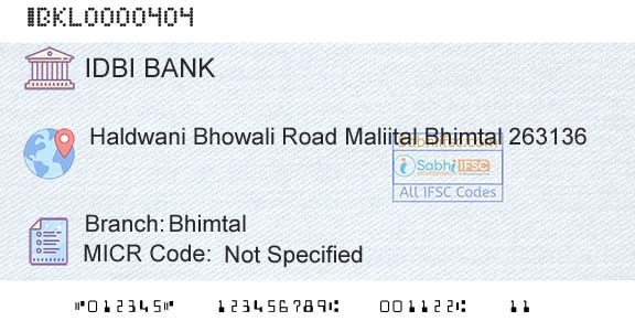 Idbi Bank BhimtalBranch 