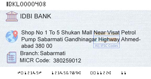 Idbi Bank SabarmatiBranch 