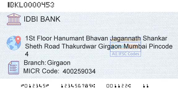 Idbi Bank GirgaonBranch 