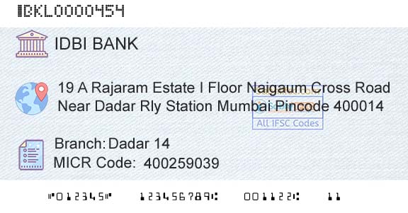 Idbi Bank Dadar 14Branch 