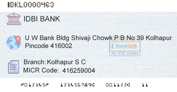 Idbi Bank Kolhapur S CBranch 