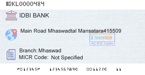 Idbi Bank MhaswadBranch 