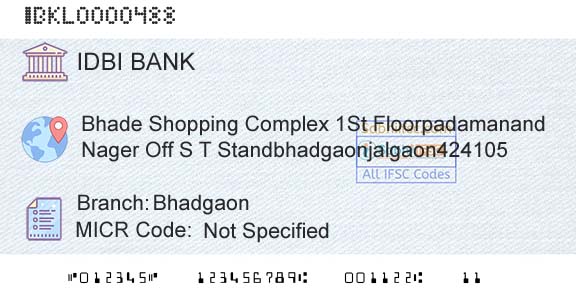 Idbi Bank BhadgaonBranch 