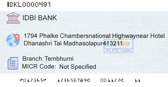 Idbi Bank TembhurniBranch 