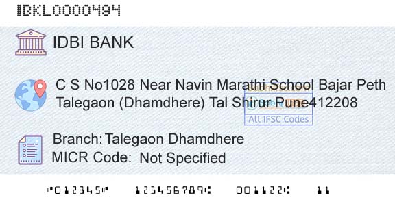Idbi Bank Talegaon DhamdhereBranch 