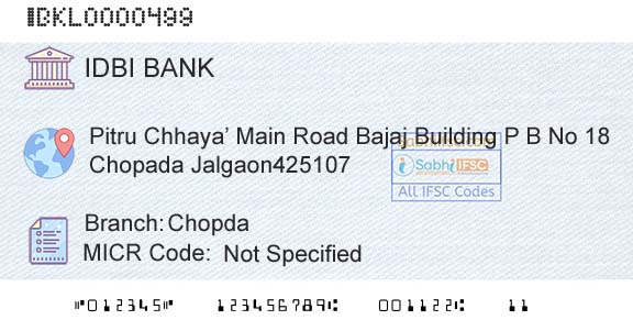 Idbi Bank ChopdaBranch 