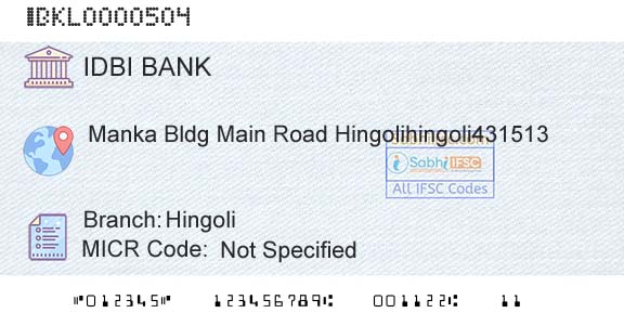 Idbi Bank HingoliBranch 