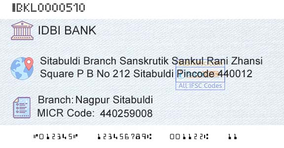Idbi Bank Nagpur SitabuldiBranch 