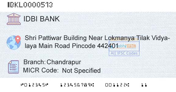 Idbi Bank ChandrapurBranch 