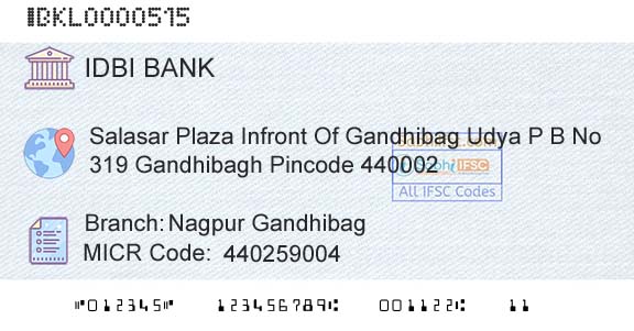 Idbi Bank Nagpur GandhibagBranch 