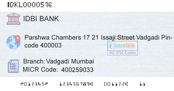 Idbi Bank Vadgadi MumbaiBranch 