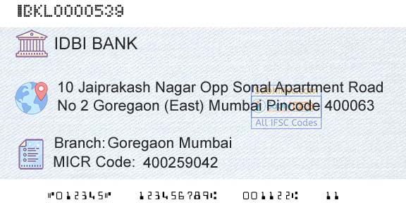 Idbi Bank Goregaon MumbaiBranch 