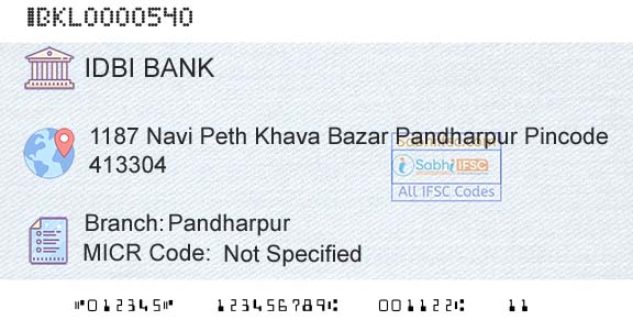 Idbi Bank PandharpurBranch 