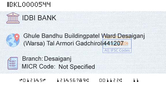 Idbi Bank DesaiganjBranch 