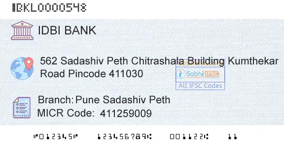 Idbi Bank Pune Sadashiv PethBranch 