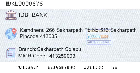 Idbi Bank Sakharpeth SolapuBranch 