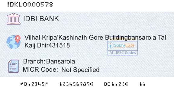 Idbi Bank BansarolaBranch 