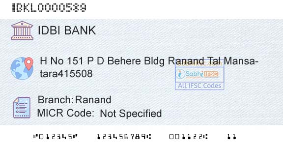 Idbi Bank RanandBranch 