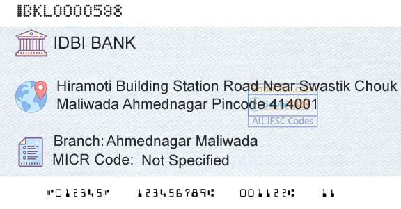 Idbi Bank Ahmednagar MaliwadaBranch 