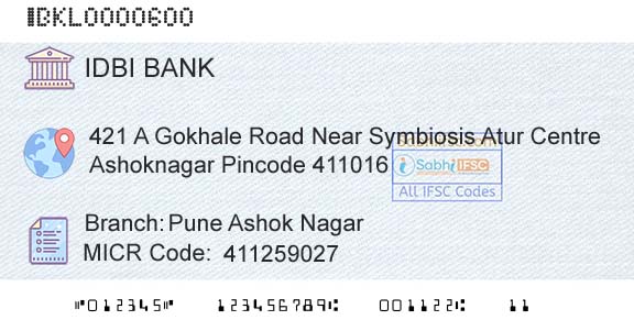 Idbi Bank Pune Ashok NagarBranch 