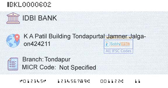 Idbi Bank TondapurBranch 