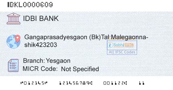 Idbi Bank YesgaonBranch 