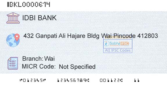 Idbi Bank WaiBranch 