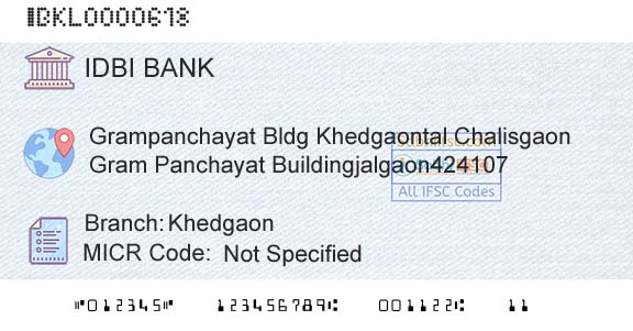 Idbi Bank KhedgaonBranch 