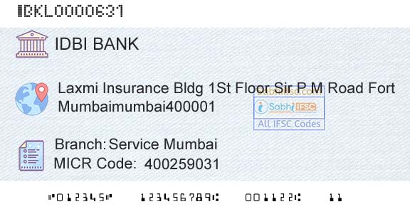 Idbi Bank Service MumbaiBranch 