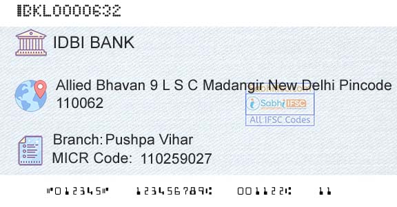 Idbi Bank Pushpa ViharBranch 