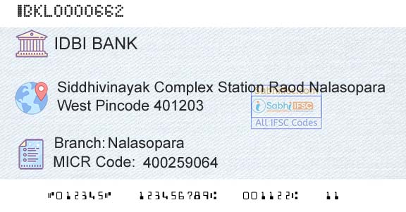 Idbi Bank NalasoparaBranch 