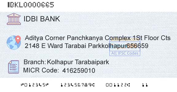 Idbi Bank Kolhapur TarabaiparkBranch 