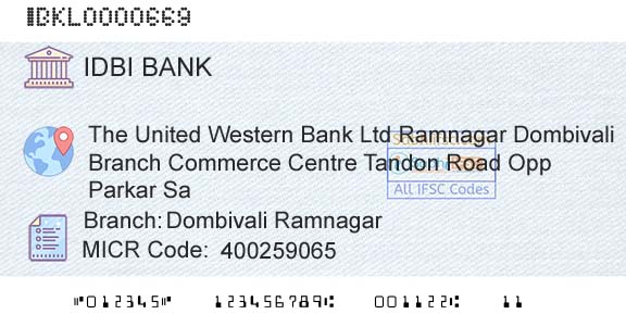 Idbi Bank Dombivali RamnagarBranch 