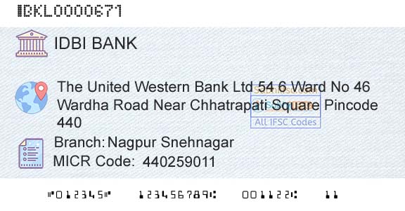 Idbi Bank Nagpur SnehnagarBranch 