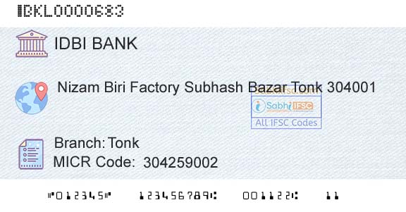 Idbi Bank TonkBranch 