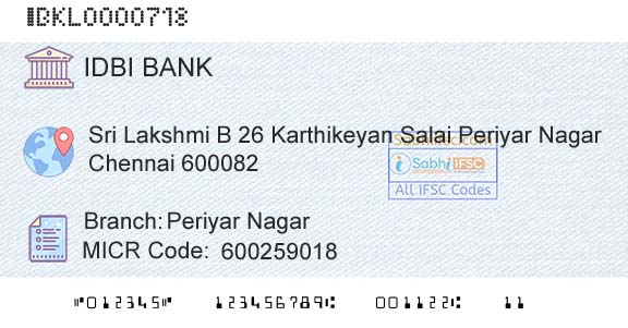 Idbi Bank Periyar NagarBranch 