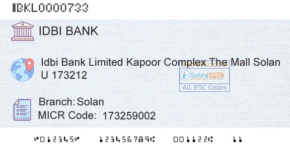 Idbi Bank SolanBranch 