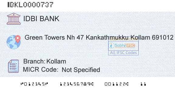 Idbi Bank KollamBranch 