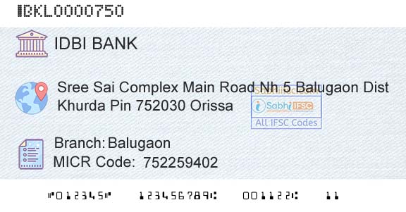 Idbi Bank BalugaonBranch 