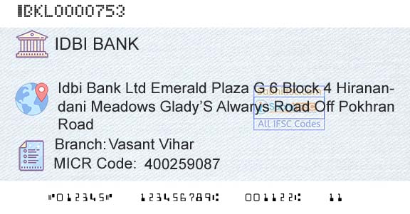 Idbi Bank Vasant ViharBranch 