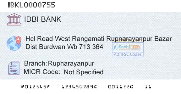 Idbi Bank RupnarayanpurBranch 