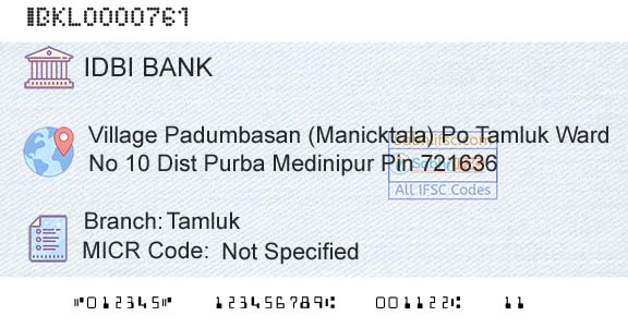 Idbi Bank TamlukBranch 