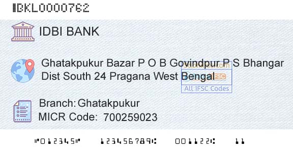 Idbi Bank GhatakpukurBranch 