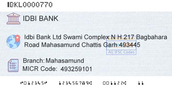 Idbi Bank MahasamundBranch 