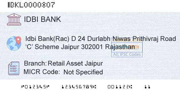 Idbi Bank Retail Asset JaipurBranch 