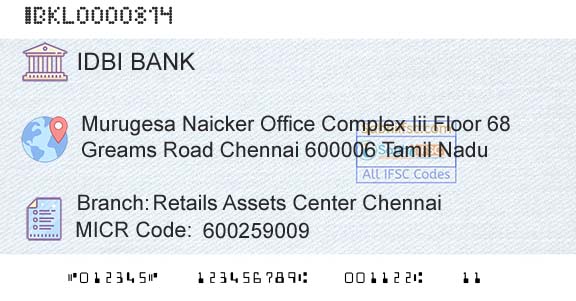 Idbi Bank Retails Assets Center ChennaiBranch 